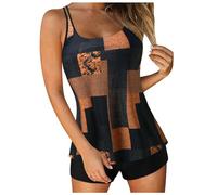 Traje De Baño Push Up De Dos Piezas Adelgazante para Mujer Tankini Conjunto Tankini con Reductor Abdomen Bañadores Mujer para Adelgazar Traje Baño Volantes Reductor Abdomen con Shorts