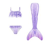 Traje De BañO Sirena para NiñA bañocon Conjunto Cola Lindo 3 Piezas con Tirantes Ajustable Brillante Bañadores Una Pieza NatacióN Infantil Surf Tankini Niñas Pequeños 3-9 Años