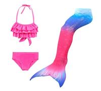 Traje De BañO Sirena para NiñA NatacióN Infantil Surf Tankini Secado RáPido Disfraz Bonito con Estampado Tirantes Ajustable Ropa Playa Parte Inferior Bikini Verano Cola Tallas 3 a 12 Años