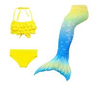 Traje De BañO Sirena para NiñA NatacióN Infantil Surf Tankini Secado RáPido Disfraz Bonito con Estampado Tirantes Ajustable Ropa Playa Parte Inferior Bikini Verano Cola Tallas 3 a 12 Años