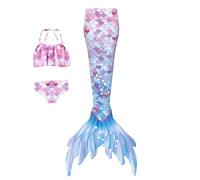 Traje De Baño Sirena para Niña Piscina en Verano y el Agua 3 Pieza Top con Tirantes Shorts Bikinis Adolescente Ropa Playa Secado Rápido Estampado Escamas Pez Adolescentes, niñas, Tankini