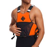 Traje de baño talla grande mujer chaleco salvavidas alta flotabilidad kayak tiras reflectantes cremallera correas ajustables bolsillos grandes chaqueta impermeable todas estaciones (Orange, L)