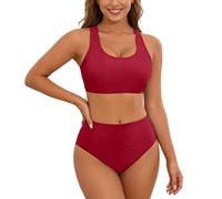 Traje de baño Tankini de Dos Piezas con Espalda de Color sólido y Ajustables, en Tissu Extensible, résistant au chlore y respirant, Ideal para été, Nueva colección UNE pièce