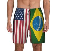 Traje de baño transpirable con estampado de Estados Unidos y Brasil para hombre, elegante, para playa, surf, gimnasio, pesca, NEGRO, XL