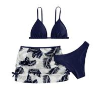 Traje de Baño Tres Piezas Niña Natación Conjunto Bikini Deportivo con Short y Crop Top sin Mangas Bañador Falda Ropa Playa Piscina Surf 2026