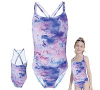 Traje de Baño Una Pieza Niña,Bañador de Una Pieza para Niñas,Bañador Natacion Niña,Motivos Sueño Púrpura,Verano Natación Trajes 10-11 Años/140-146cm