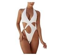 Traje de baño una Pieza Talla Grande Mujer Control Barriga Conjunto Tankinis modelador Figura Efecto Adelgazante (White, XL)
