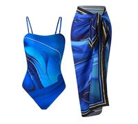 Traje de Baño una Pieza vaciados Espalda Descubierta Piscina Playa Traje de baño de Dos Piezas para Mujer con Top y Braguita Tankini para días de Playa y Piscina (Blue, S)
