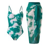 Traje de Baño una Pieza vaciados Espalda Descubierta Piscina Playa Traje de baño de Dos Piezas para Mujer con Top y Braguita Tankini para días de Playa y Piscina (Green, L)