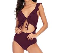 Traje de Baño una Pieza vaciados Espalda Descubierta Piscina Playa Traje de baño de Talla Grande para Mujer, Traje de baño Acolchado, Conjunto de Tankinis (M)