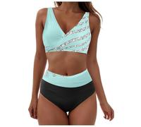 Traje De Baño Vintage De Cintura Alta Bañador Adelgazante para Mujer El Bikini Las Mujeres Fija El Traje Baño Dos Piezas La Cintura Alta Push Up Ruta Abdominal 2 Piezas para Mujer, Bikini con Barriga