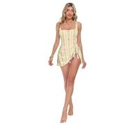 Traje de baño vintage tribal azteca a rayas laterales fruncidas de una pieza para mujer, Rayas aztecas tribales vintage, XXXL
