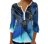 Traje de blusa de rayas estrechas con cuello en V para invierno para mujer, azul celeste, S