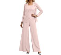 Traje de Boda para Mujer, Traje de Madrina para Boda, Pantalones Formales con Chaqueta, 3 Piezas, Elegante, Trajes de Ocio, Trajes de pantalón Transpirable, Opaco