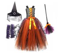 Traje de bruja tutu - vestido de vestuario de hechizos, set de magia de Halloween | Ropa de cosplay de niñas para niños pequeños, ropa de cuento de hadas de truco, de fiesta, de vestir de va