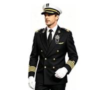 Traje de capitán , camisa de marinero con corbata para adultos para cosplay - accesorios para yates, disfraces de marinero, para , vacaciones, , navegación, juegos de roles y