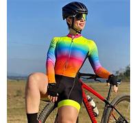 Traje de carrera de triatlón, traje de ciclismo for mujer, pantalones cortos for bicicleta de montaña, sudadera de manga larga con bolsillos/mono con almohadilla de Gel 9D (Color : 02, Size : Medium
