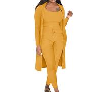 Traje de casa gordito para mujer de punto de algodón, traje de ocio elegante ropa de salón de 3 piezas acanalado ropa de noche otoño invierno casual pijama de punto cálido pijama largo bata de casa +