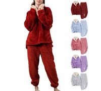 Traje de casa para mujer de forro polar de invierno, pijama largo de algodón, conjunto de ropa para el hogar, conjunto de ropa de salón cálido, traje de chándal de invierno, tallas grandes, traje de
