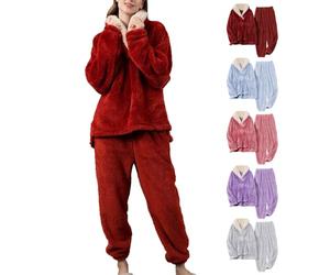 Traje de casa para mujer de forro polar de invierno, pijama largo de algodón, conjunto de ropa para el hogar, conjunto de ropa de salón cálido, traje de chándal de invierno, tallas grandes, traje de