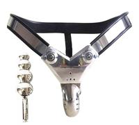 Traje de castidad de acero inoxidable de, ropa interior cómoda, jaula segura para el pene y tapón anal estimulante. Un traje divertido que te brinda una experiencia BDSM.(120/130cm)