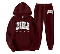 Traje de chándal para hombre de 2 piezas Y2K Los Angeles con capucha y pantalones de jogging de dos piezas, juego de invierno transpirable, cómodo, traje de ocio, sudadera con capucha, pantalones de