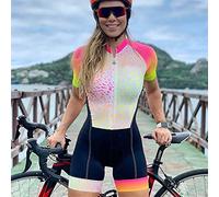 Traje de ciclismo for mujer, traje de carrera de triatlón, traje de manga corta for ciclismo de montaña, deportes al aire libre, mono con almohadilla de Gel 9D (Color : 02, Size : Large)