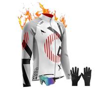 Traje de Ciclismo para Hombre térmico,Hombre,Manga Larga Transpirable,Traje de Ropa de Bicicleta de Montaña MTB Ciclista,9D Gel Equipos Conjunto Ciclismo (Warm T2,3XL)