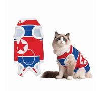 Traje de cirugía para perros con la bandera de Corea del Norte, traje quirúrgico 100% algodón transpirable de cuerpo completo para perros y gatos con bonitos estampados, alternativa al cono para