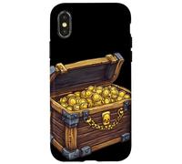 Traje de cofre del tesoro pirata dorado para piratas Carcasa para iPhone X/XS