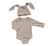 Traje de conejito para bebés, niños y niñas, mi traje de Pascua, mono acanalado para recién nacidos, con sombrero largo con orejas de conejo#51