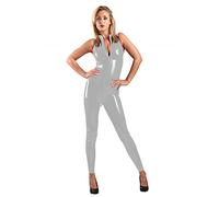 Traje de cuello alto sin mangas de PVC para mujer, brillante, con cremallera en la entrepierna, sexy, disfraz de cosplay