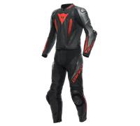 Traje de cuero Hombre Dainese LAGUNA SECA 5 2PCS Negro/Antracita/Rojo Fluo