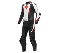 Traje de cuero Hombre Dainese LAGUNA SECA 5 2PCS Negro/Blanco/Lava-Rojo
