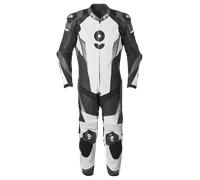 GMS GRC-1 Traje de cuero de motocicleta de una pieza, Blanco/negro/gris, Talla 52