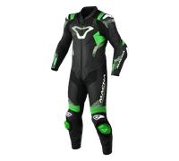 Macna Armadyl Traje de cuero de moto de una pieza perforado, negro-blanco-verde, tamaño 46 para Hombres