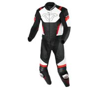 Macna Varshall Traje de cuero de moto de dos piezas perforado, Negro/Blanco/Rojo, Talla 56
