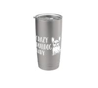Traje de dama bulldog loca para una amante de los perros Vaso térmico de acero inoxidable de doble pared