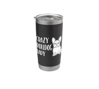 Traje de dama bulldog loca para una amante de los perros Vaso térmico de acero inoxidable de doble pared