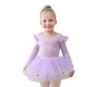 Traje de Danza Clásica para Niña con Manga Larga y Tutú Separable para Práctica de Ballet y Recital Elegante (C-Purple, 3-4Years)
