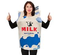 Traje de de leche-disfraz de comida de 35.43 pulgadas, traje divertido portátil para hombres, ropa de de cartón de leche de poliéster | Ropa de vacaciones divertida reutilizable