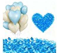 Traje de DecoracióN de San ValentíN 1000 PéTalos ChampáN 10 Globos En Forma de CorazóN de Color Café Caramel Cremoso，Adecuado Para CumpleañOs, Bodas, Compromisos, San ValentíN (Azul)