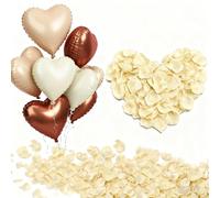 Traje de DecoracióN de San ValentíN 1000 PéTalos ChampáN 10 Globos En Forma de CorazóN de Color Café Caramel Cremoso，Adecuado Para CumpleañOs, Bodas, Compromisos, San ValentíN (Marrón)