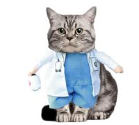 Traje de doctor para gatos - Traje de cosplay divertido para mascotas, uniforme de efecto tridimensional | Mejor disfraz de Halloween para gatos y animales pequeños, ropa veterinaria