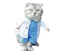 Traje de doctor para gatos - Traje de cosplay divertido para mascotas, uniforme de efecto tridimensional | Mejor disfraz de Halloween para gatos y animales pequeños, ropa veterinaria