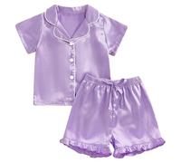 Traje de dos piezas con blusa y pantalones cortos de manga corta con botones y solapa a la moda para niñas Trajes De Dama Trajes De Bailarina Niñas