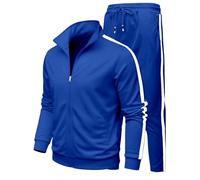 Traje de dos piezas para hombre, camisa y pantalón en tela de poliéster, casual para uso diario, ocasiones especiales, con práctico estilo diario, un aspecto de temporada coordinado, azul, 3XL