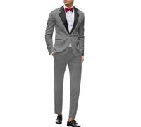 Traje de esmoquin formal para hombre, 3 piezas, ajustado, sólido, con un botón, para fiesta, boda, chaqueta, chaleco, pantalones, para baile de graduación, gris, L