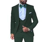 Traje de esmoquin para hombre, ajuste delgado, 3 piezas, traje de boda para novio, chaleco y pantalones largos, verde (hunt green), XXL