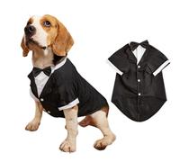 Traje de esmoquin para perro pequeño con agujero de tracción, camisa de fiesta de boda para gato, perro, chaqueta de disfraz de festival de mascotas, ropa formal de príncipe caballero para perros